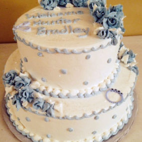 blue flower baby shower cake