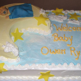 over the moon baby shower cake
