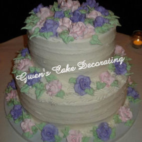 pink and purple flowers birthday cake