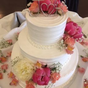 wedding cake tiered with flowers