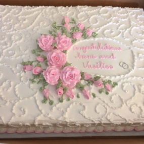 bridal shower cake pink flowers