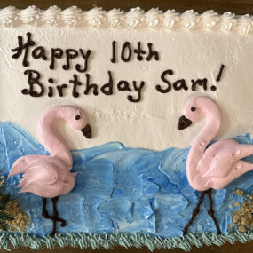 flamingo birthday cake